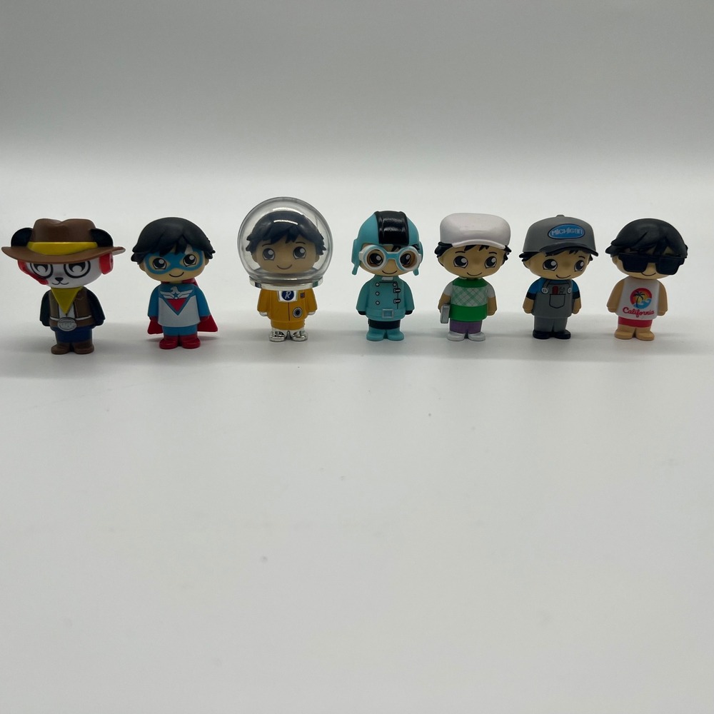 Ryans World Mystery Figure Lot of 7 Combo Panda Superhero Astronaut Pilot Toy